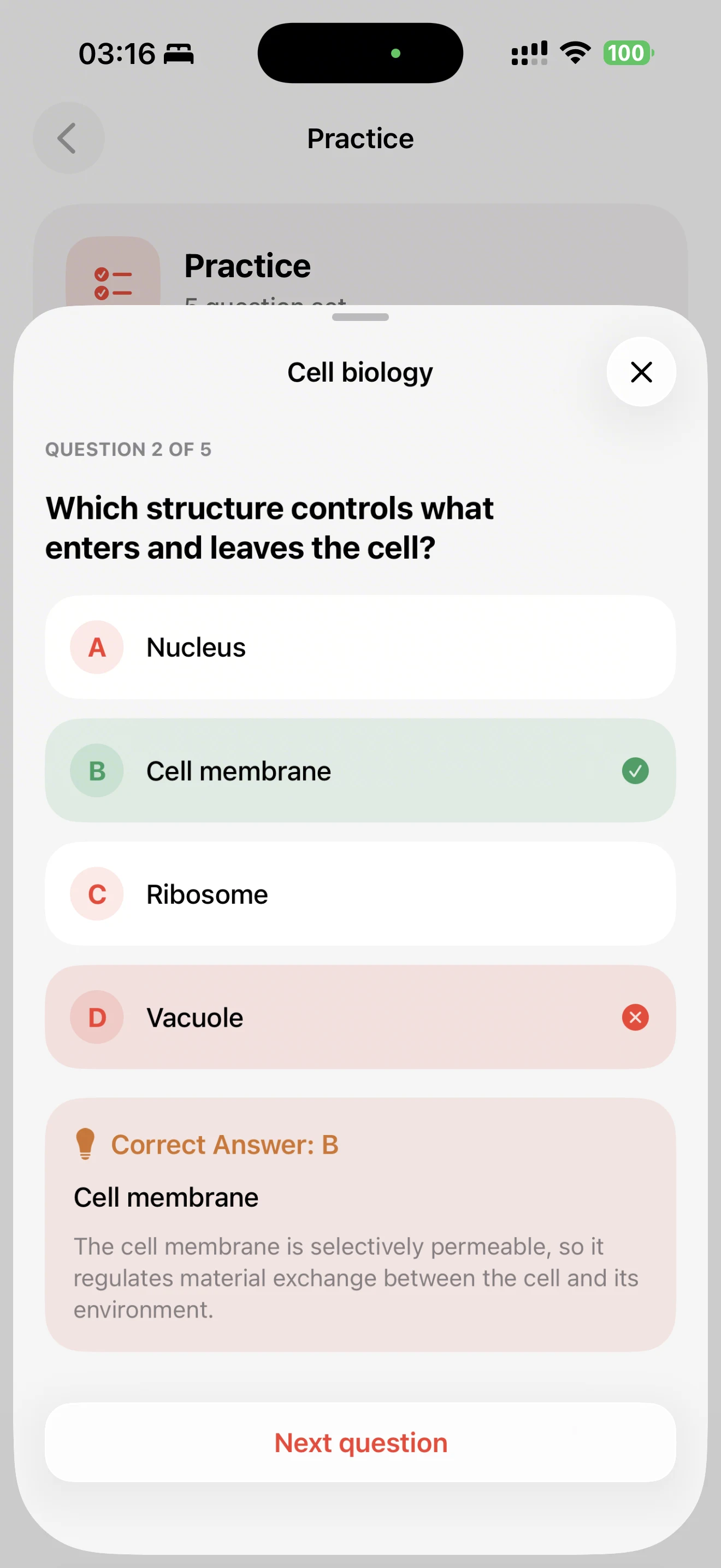 GauthX practice screen