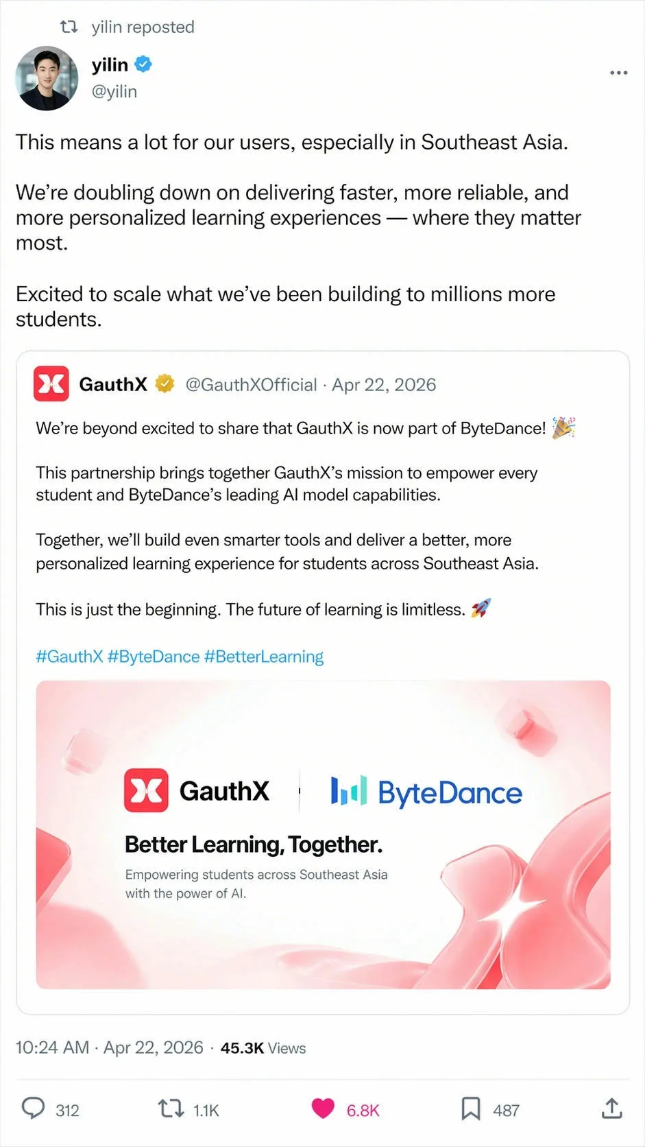 CFO post about scaling learning experiences after the acquisition