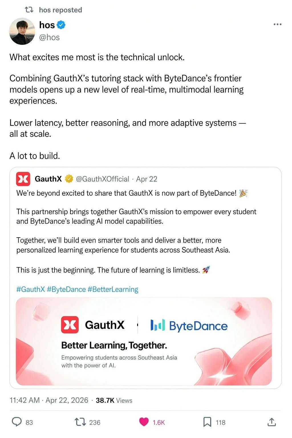 CTO post about real-time multimodal learning after the acquisition